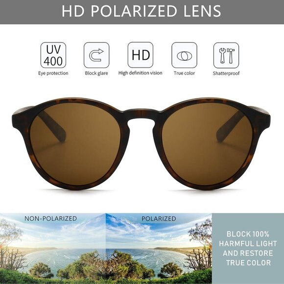 Vintage Round Polarized Sunglasses Unisex UV400 Protection Retro Style main image 5